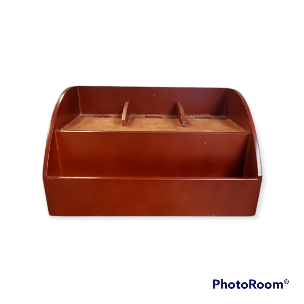 Cherry Wood With felt and 3 Divider Cell Phone/Tablet Charging Station